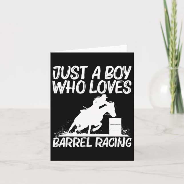 Cool Barrel Racing Art For Boys Kids Horseback Rid Card (Front)
