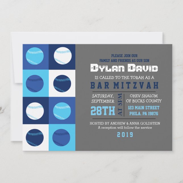 COOL BASEBALL Bar Mitzvah Invitation (Devant)