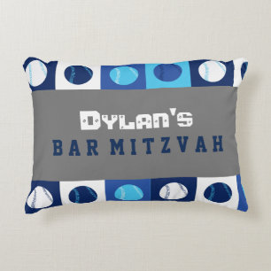 COOL BASEBALL Blue Balls Bar Mitzvah Party Pillow