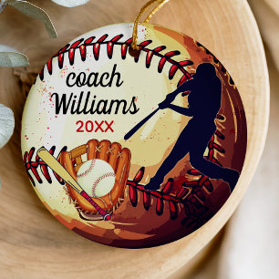 Cool baseball coach appreciation holiday keepsake ceramic ornament