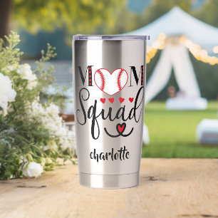 Cool Baseball Mom Squad Red Hearts Personalized  Insulated Tumbler