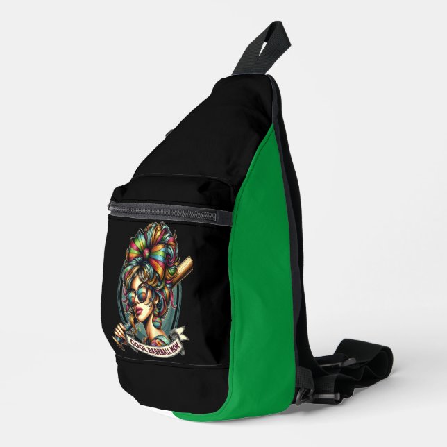  Cool Baseball Mom Woman Wielding Baseball Bat Sling Bag (Right Corner)