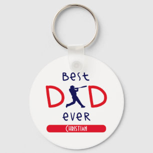 Cool Baseball Silhouette Best Dad Ever Fathers Day Keychain