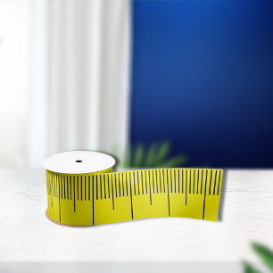 Cool Basic Yellow Black Measuring Tape Satin Ribbon