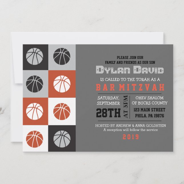 COOL BASKETBALL Bar Mitzvah Invitation (Devant)