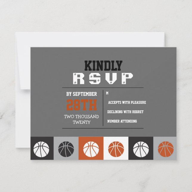 COOL BASKETBALL Bar Mitzvah Reply RSVP Card (Front)