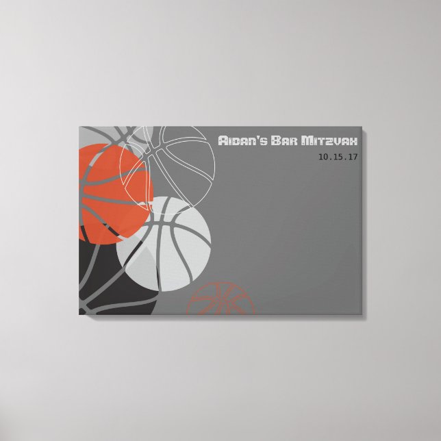 COOL BASKETBALL Bar Mitzvah Sign-In Board Canvas Print (Front)