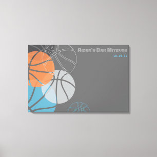 COOL BASKETBALL Bar Mitzvah Sign-In Board Canvas Print
