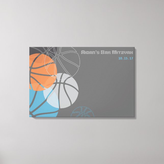 COOL BASKETBALL Bar Mitzvah Sign-In Board Canvas Print (Front)