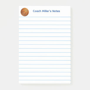 Cool Basketball Coach Lined Custom Post-it Notes