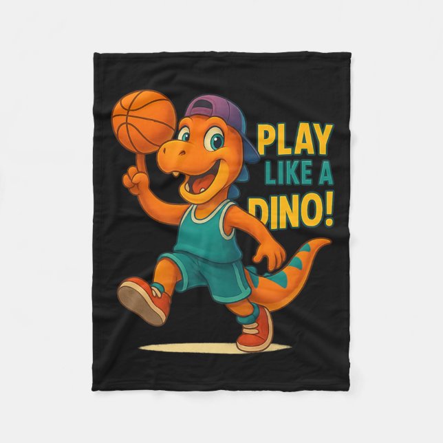 Cool Basketball Dinosaur Player Funny Sports Dino  Fleece Blanket (Front)