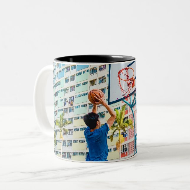 Cool Basketball Gift Two-Tone Coffee Mug (Front Left)