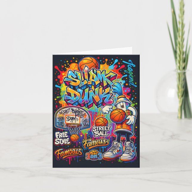 Cool Basketball Graffiti Style Illustration Graphi Card (Front)