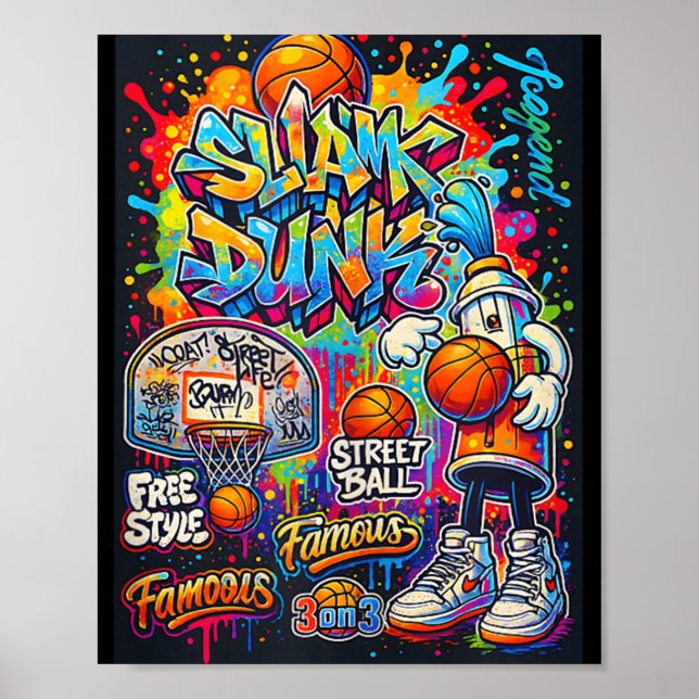 Cool Basketball Graffiti Style Illustration Graphi Poster (Front)