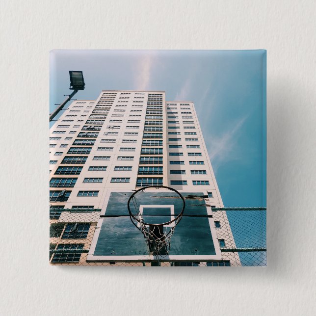 Cool Basketball Hoop 2 Inch Square Button (Front)