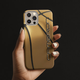 Cool Basketball Name Gold & Black iPhone 16 Case