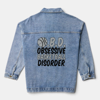 Cool Basketball Player Humour Black Grey Kids Denim Jacket