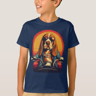 Cool basset hound biker in the sunset T-Shirt