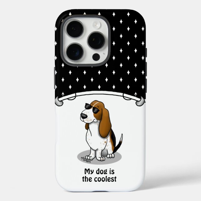 Cool Basset Hound dog and sunglasses (tri-colour 1 Case-Mate iPhone Case (Back)