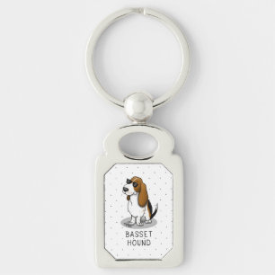 Cool Basset Hound dog and sunglasses (tri-colour 1 Keychain