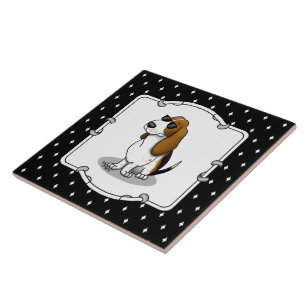 Cool Basset Hound dog and sunglasses (tri-colour 1 Tile