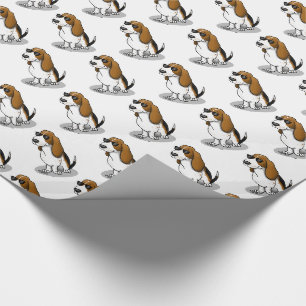 Cool Basset Hound dog and sunglasses (tri-colour 1 Wrapping Paper