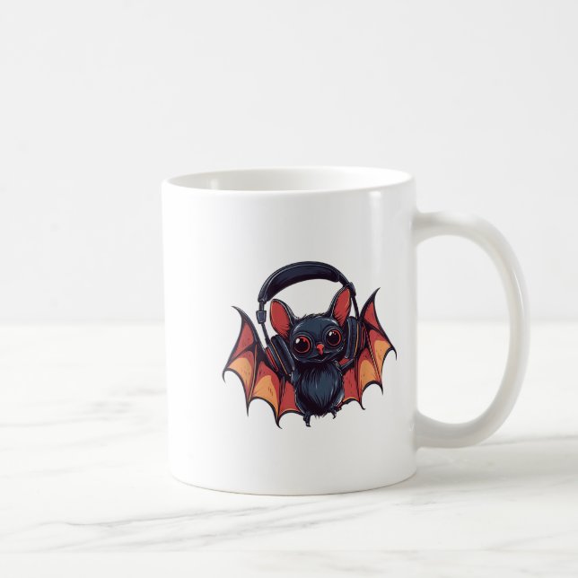Cool Bat With Headphones Flies With Cool Jams For  Coffee Mug (Right)
