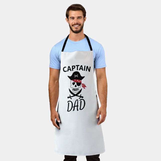 Cool BBQ Lover Griller Captain Dad Mom Funny Grill Apron (Worn)