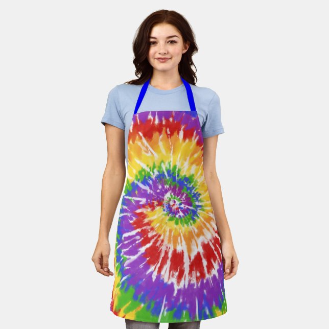 Cool BBQ Lover Griller Dad Mom Tie Dye Grill Apron (Worn)