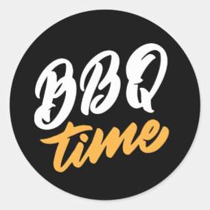 Cool BBQ time word art Classic Round Sticker