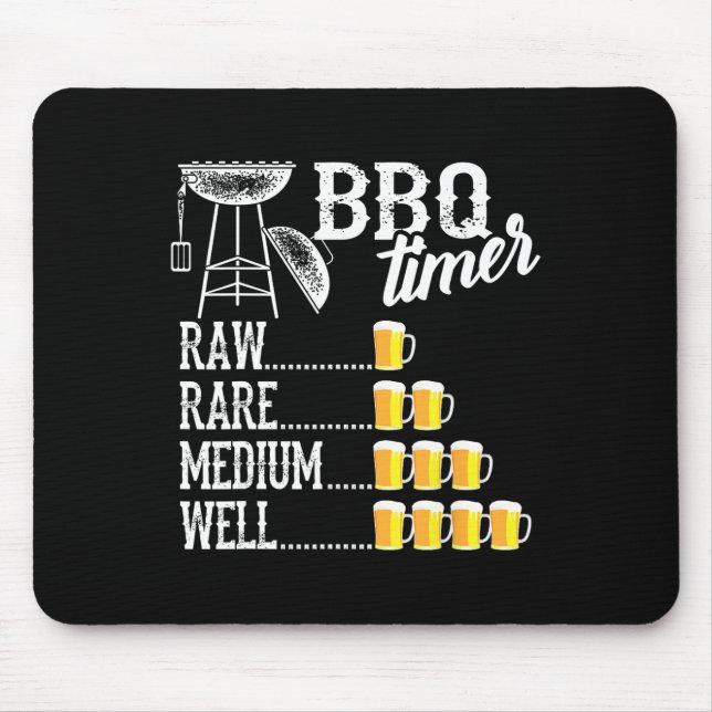 Cool Bbq Timer Raw Rare Medium Well Funny Beer Dri Mouse Pad (Front)