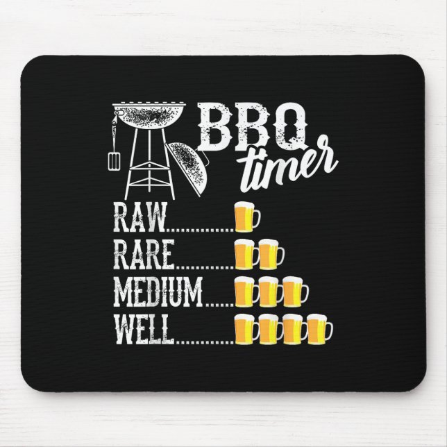 Cool Bbq Timer Raw Rare Medium Well Funny Beer Dri Mouse Pad (Front)