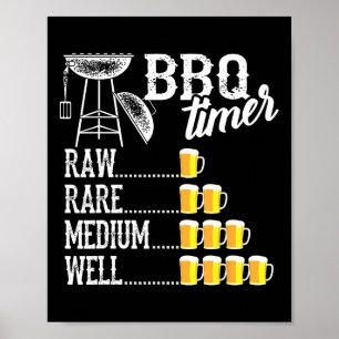 Cool Bbq Timer Raw Rare Medium Well Funny Beer Dri Poster