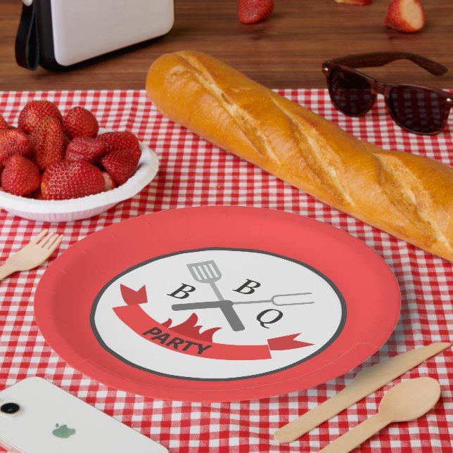 cool bbq word art paper plate (Picnic)