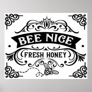 Cool Be Nice Tee, Play on Word Fresh Honey Farm Poster