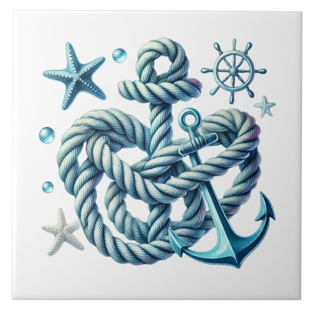 Cool beach anchor starfish  tile (Front)