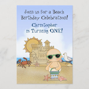 Cool Beach Baby Boys 1er Anniversaire Invitation