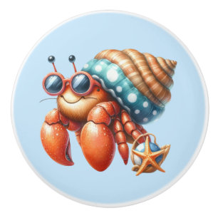 Cool beach house hermit crab lovers ceramic knob