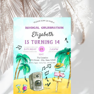 Cool Beach Party Birthday  Invitation