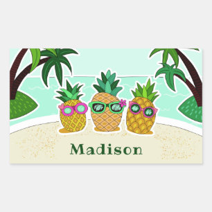 Cool Beach Pineapples custom name stickers
