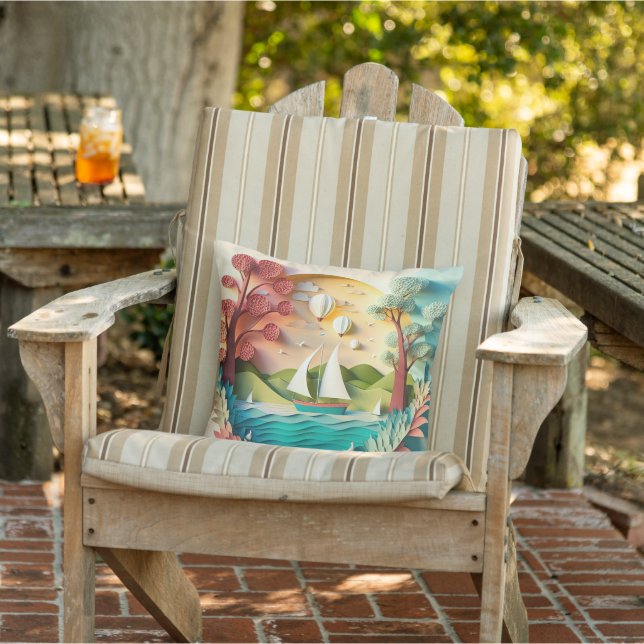 cool beach sailboat lovers  outdoor pillow (Chair)