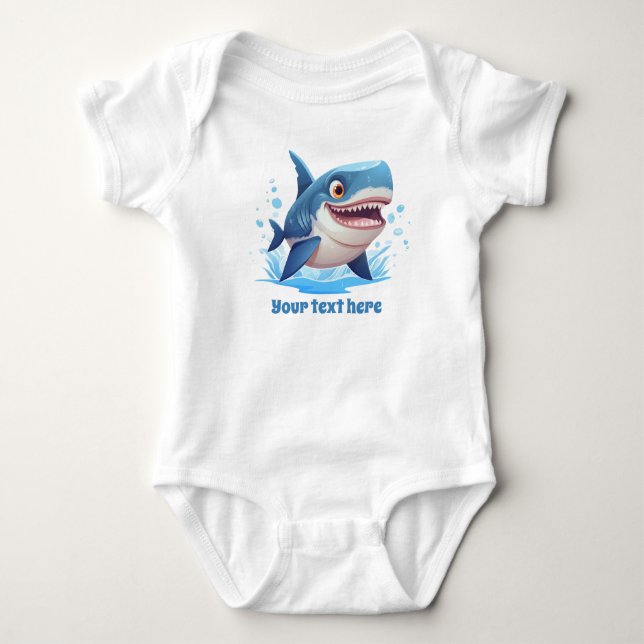 Cool beach shark add text boy Baby boy Bodysuit (Front)