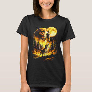 Cool Beagle Dog Howling to The Moon Vintage 90s T-Shirt