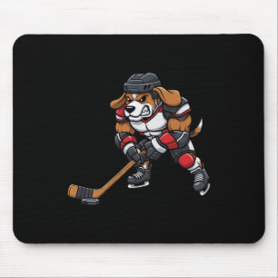 Cool Beagle Dog Ice Hockey Player Team  Mouse Pad