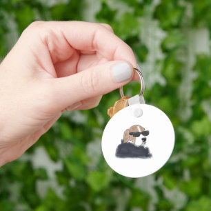 Cool Beagle Dog Wearing Sunglasses and Jacket Illu Keychain