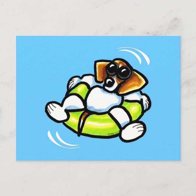 Cool Beagle Pool Float Off-Leash Art™ Postcard (Front)