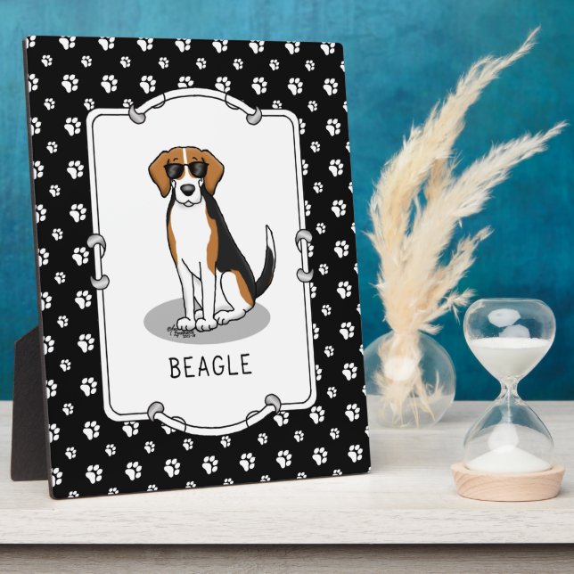 Cool Beagle with Sunglasses (tri color 3) Funny Plaque (Side)
