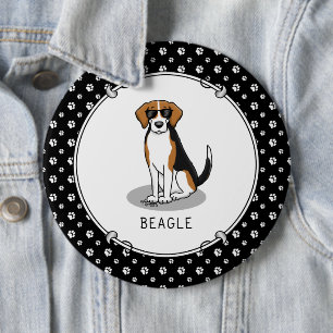 Cool Beagle with Sunglasses (tri colour 3) Funny 6 Inch Round Button