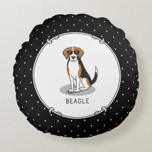 Cool Beagle with Sunglasses (tri colour 3) Funny Round Pillow