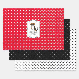 Cool Beagle with Sunglasses (tri colour 3) Funny Wrapping Paper Sheet